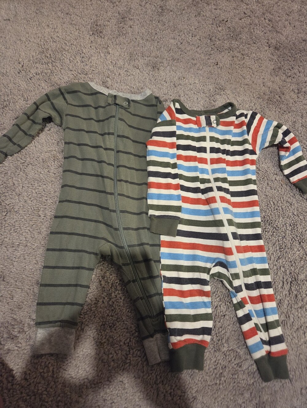 Striped Cotton Baby One-Piece Sleeper - Green & Multi